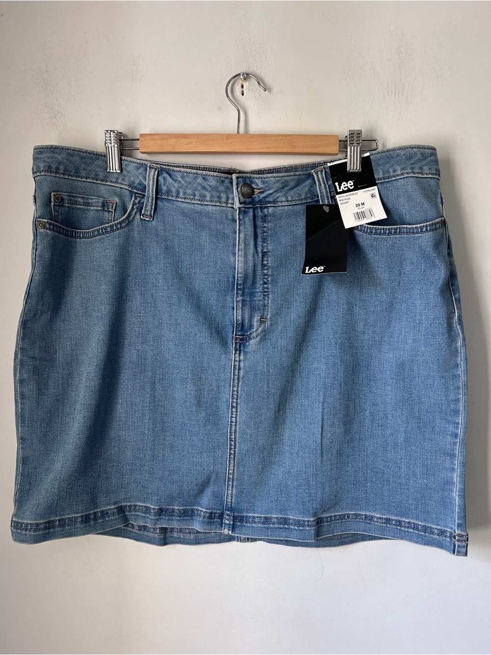 Lee Light Blue Denim Skort with Front Seam and Pockets